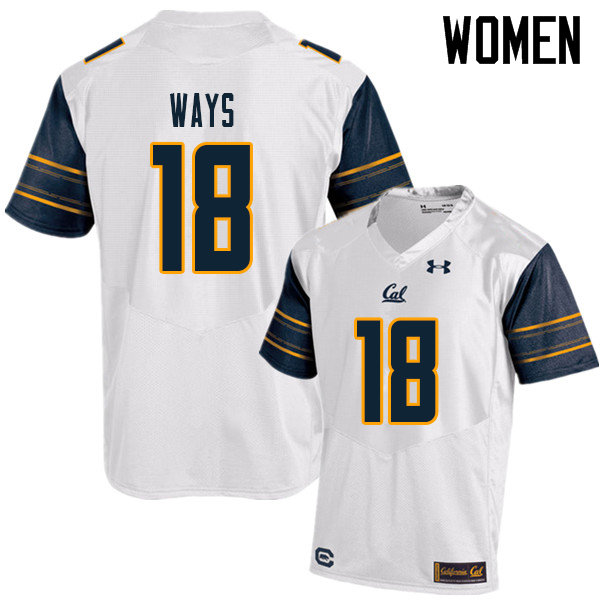 Women #18 Moe Ways Cal Bears UA College Football Jerseys Sale-White - Click Image to Close